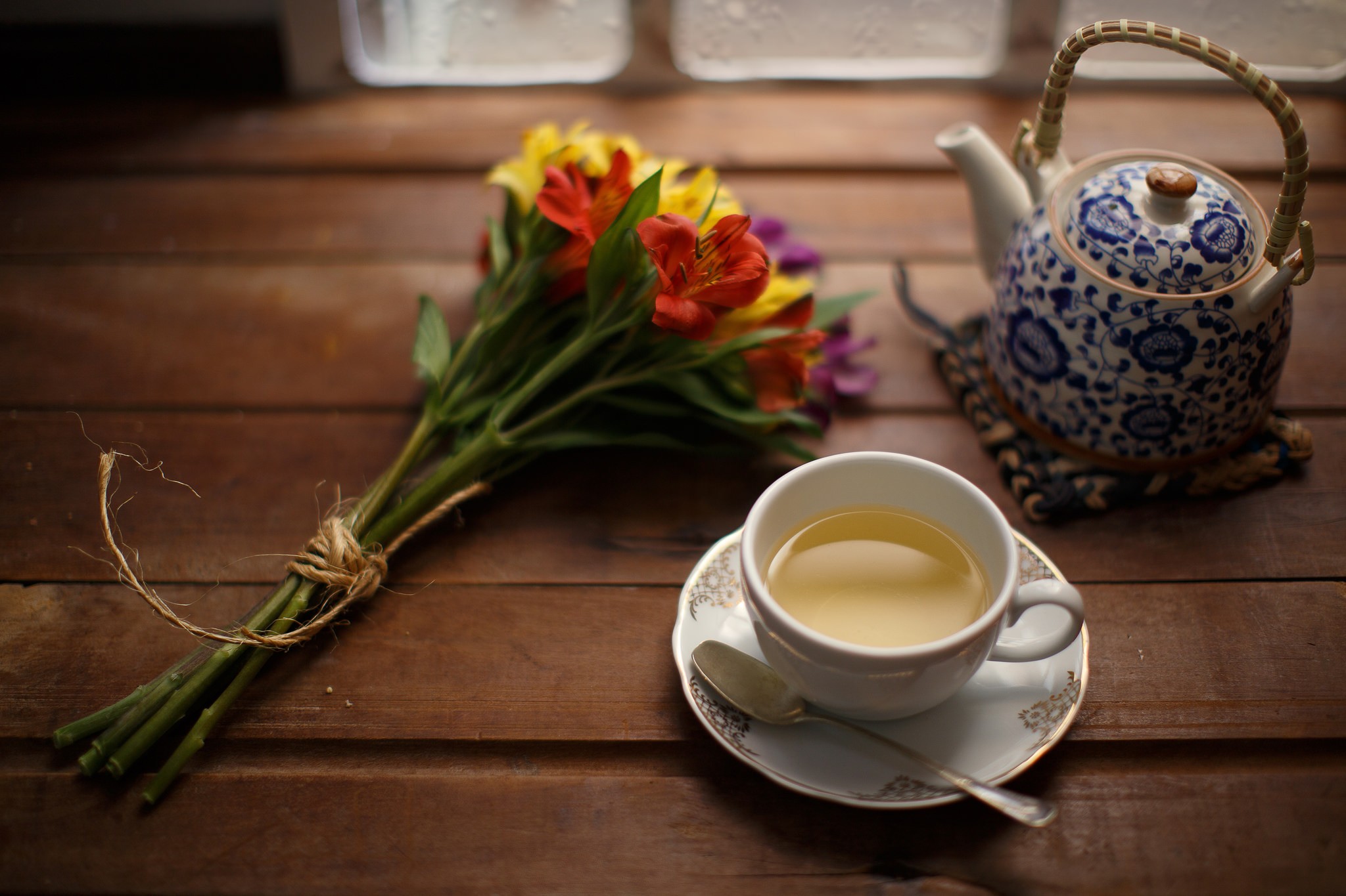 tea, Flowers Wallpaper
