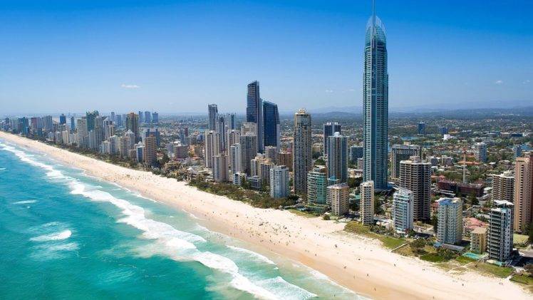 Gold Coast, Surfers Paradise, Queensland, Australia, Beach, City, Cityscape, Skyscraper HD Wallpaper Desktop Background