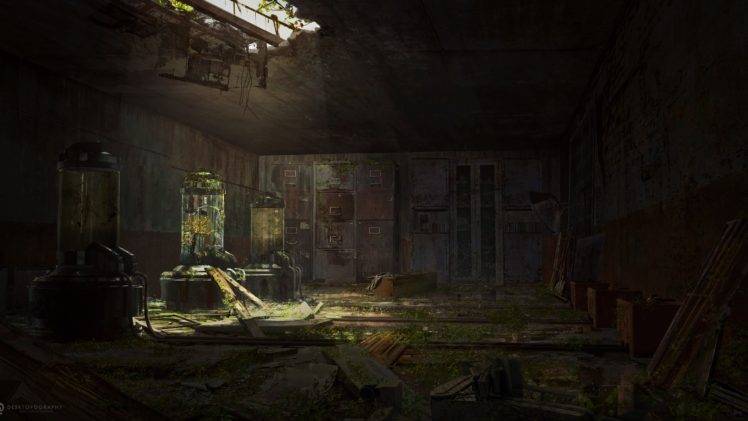 abandoned, Nature, Reconquer, Debris, CGI, Digital art, Lights, Facility, Broken glass HD Wallpaper Desktop Background