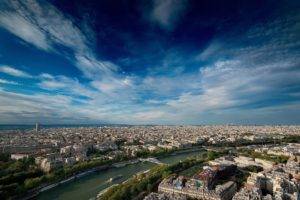 city, Cityscape, Paris, France, River, Sky, Clouds