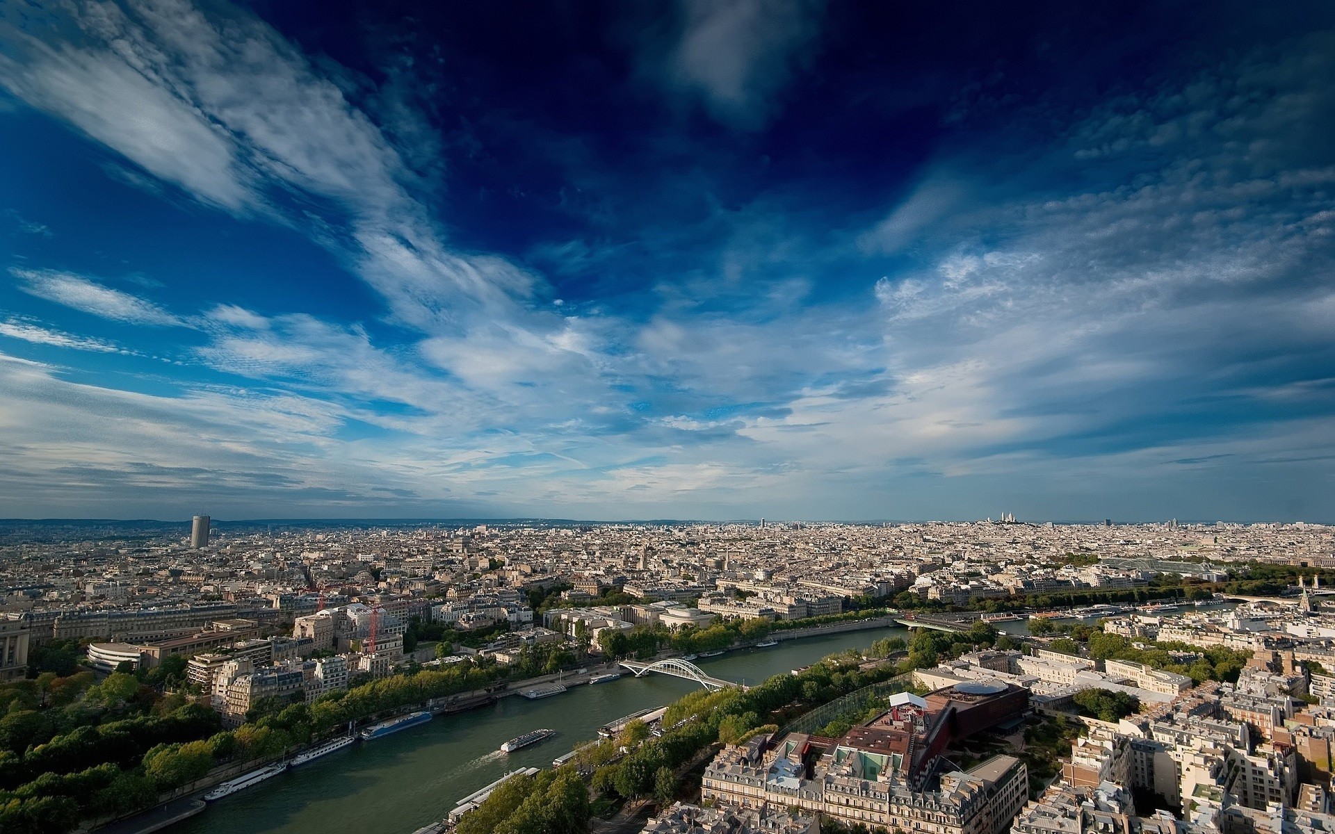 city, Cityscape, Paris, France, River, Sky, Clouds Wallpaper