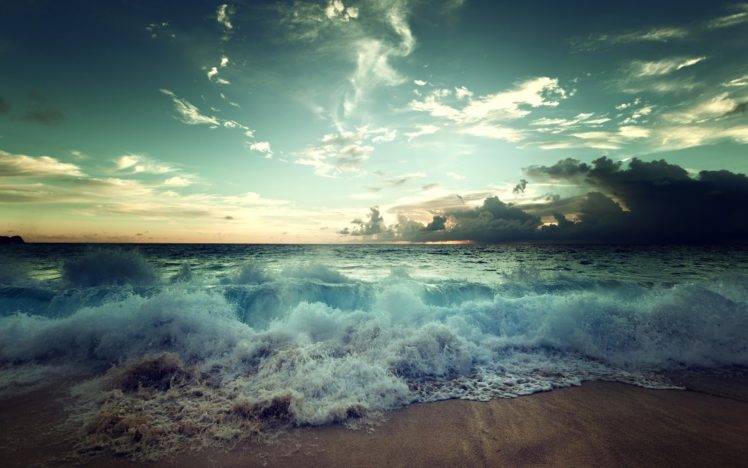 nature, Sea, Waves, Clouds, Sky, Beach HD Wallpaper Desktop Background