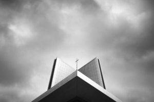 architecture, Monochrome, Church, Clouds, Building, Cross