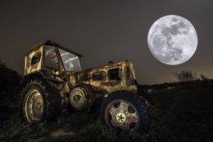 Moon, Night, Tractors, Vehicle
