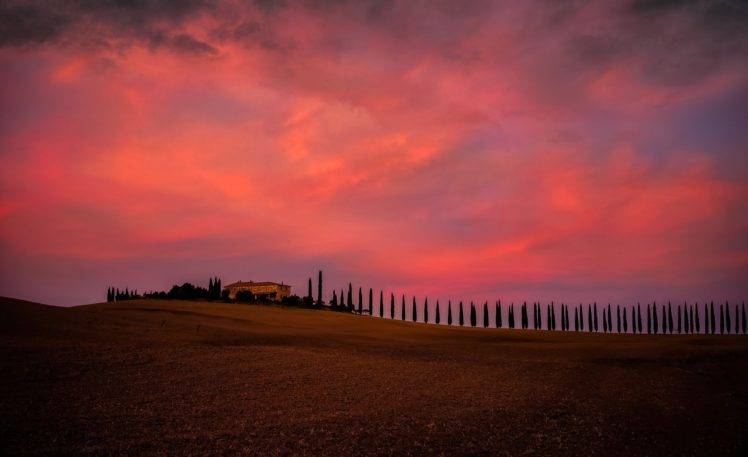 nature, Sunset, Sky, Tuscany, Italy HD Wallpaper Desktop Background