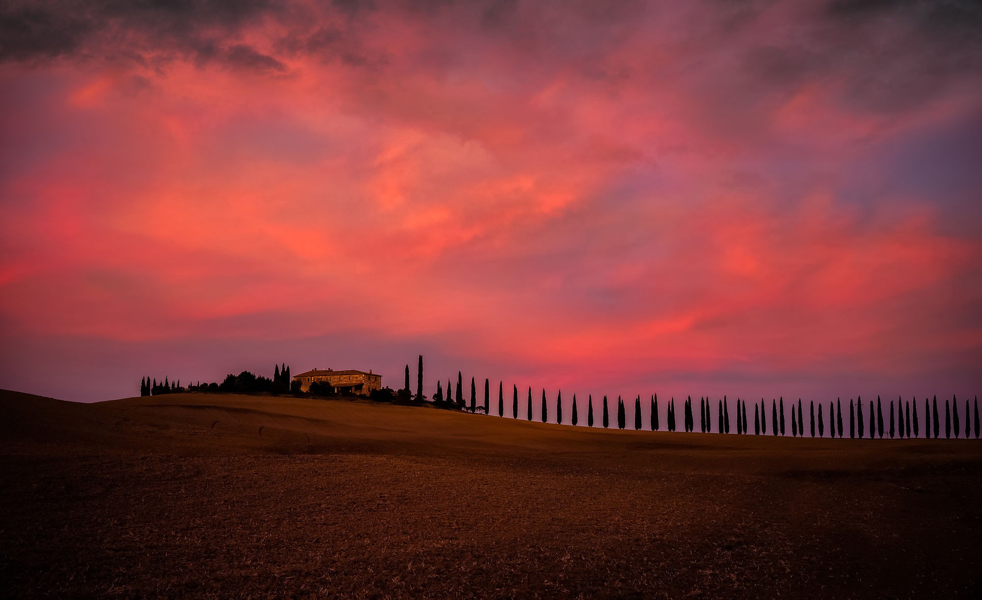nature, Sunset, Sky, Tuscany, Italy Wallpaper