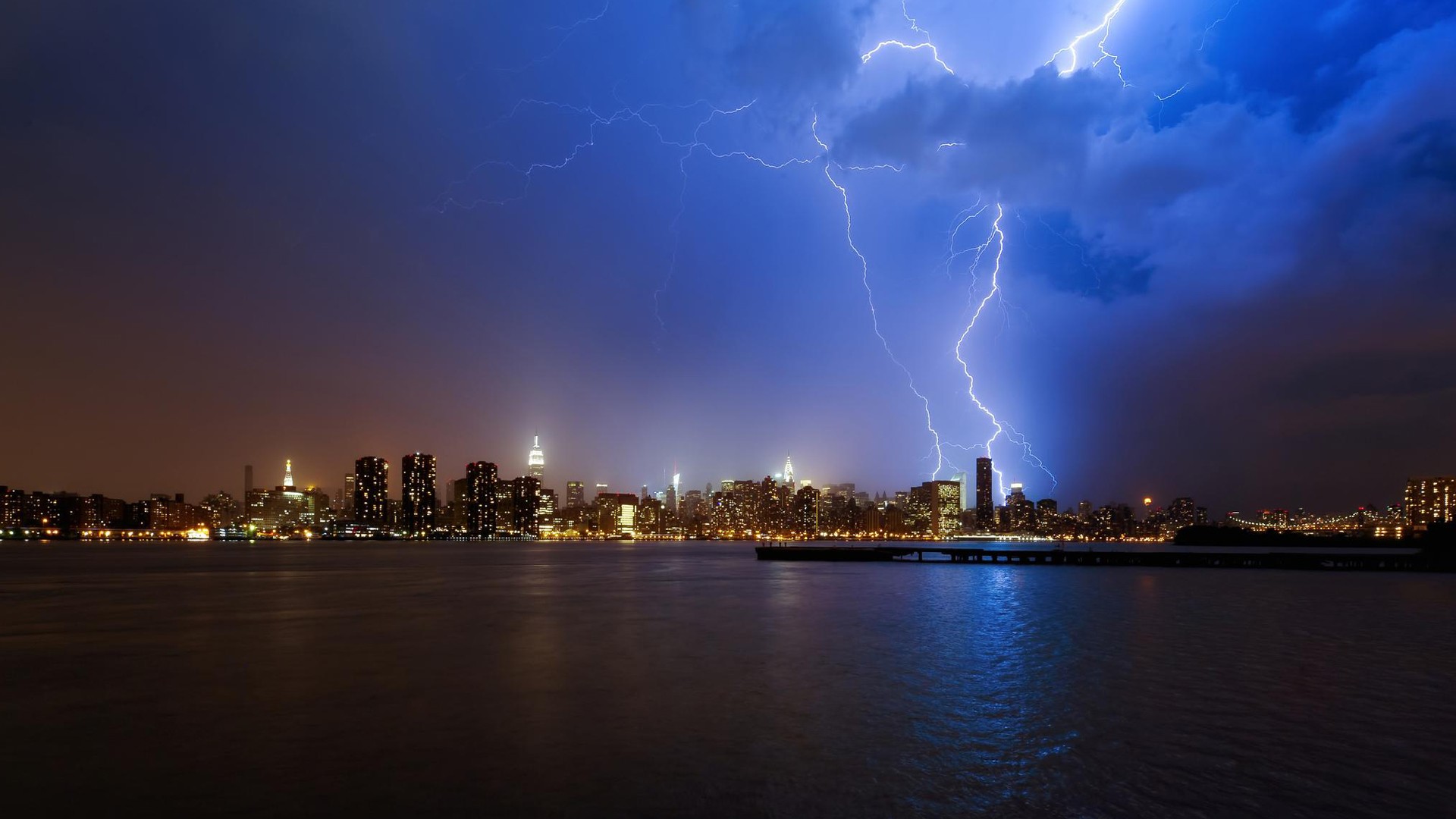 lightning, Nature, New York City, Building Wallpaper