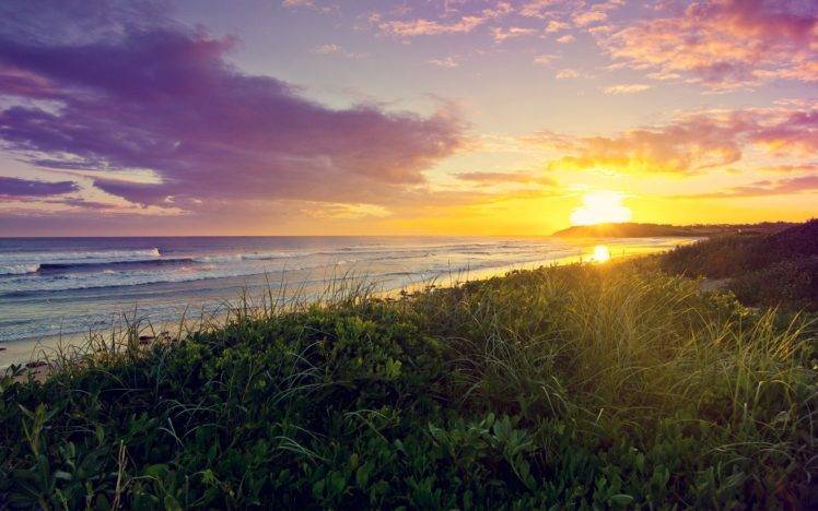 nature, Sun, Sunset, Beach, Sea, Clouds HD Wallpaper Desktop Background