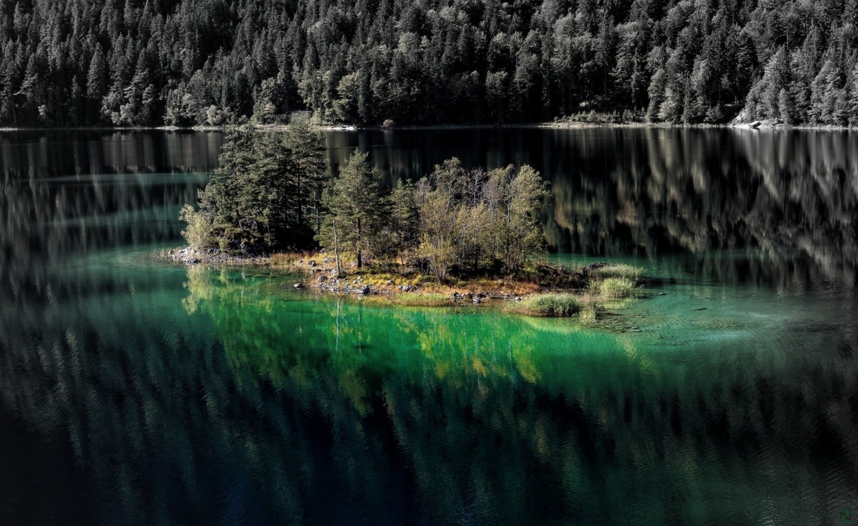 lake, Green, Forest, Colorful, Island Wallpaper