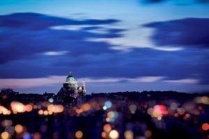 bokeh, Cityscape, Skyline, Clouds, Brussels, Belgium, Night, Architecture, Europe