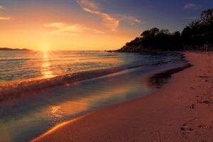 sea, Long exposure, Sunset, Nature, Beach