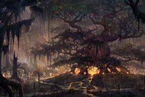 fantasy art, Forest, Swamp