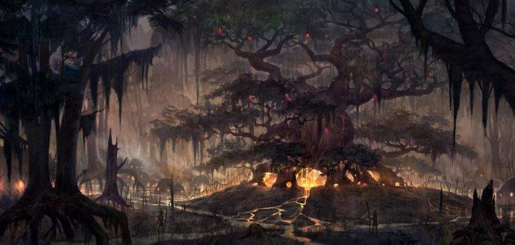 fantasy art, Forest, Swamp HD Wallpaper Desktop Background