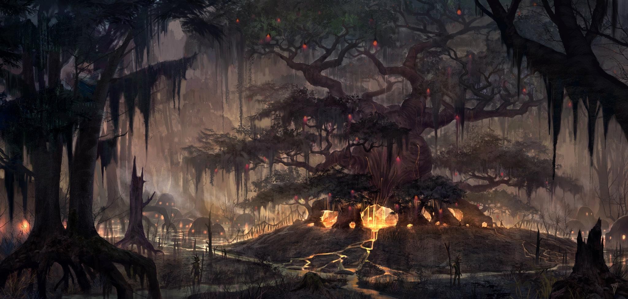 fantasy art, Forest, Swamp Wallpaper