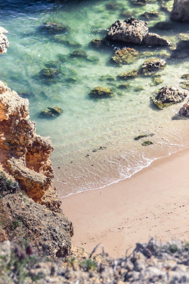 beach, Algarve (Portugal), Rocks, Sand, Tropical water HD Wallpaper Desktop Background