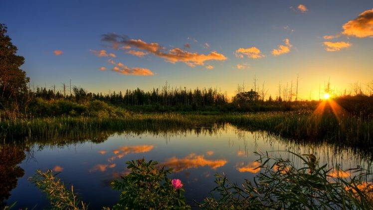 nature, Sunset, Lake HD Wallpaper Desktop Background