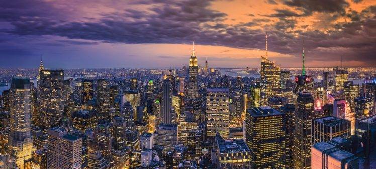 lights, Cityscape, Clouds, New York City HD Wallpaper Desktop Background