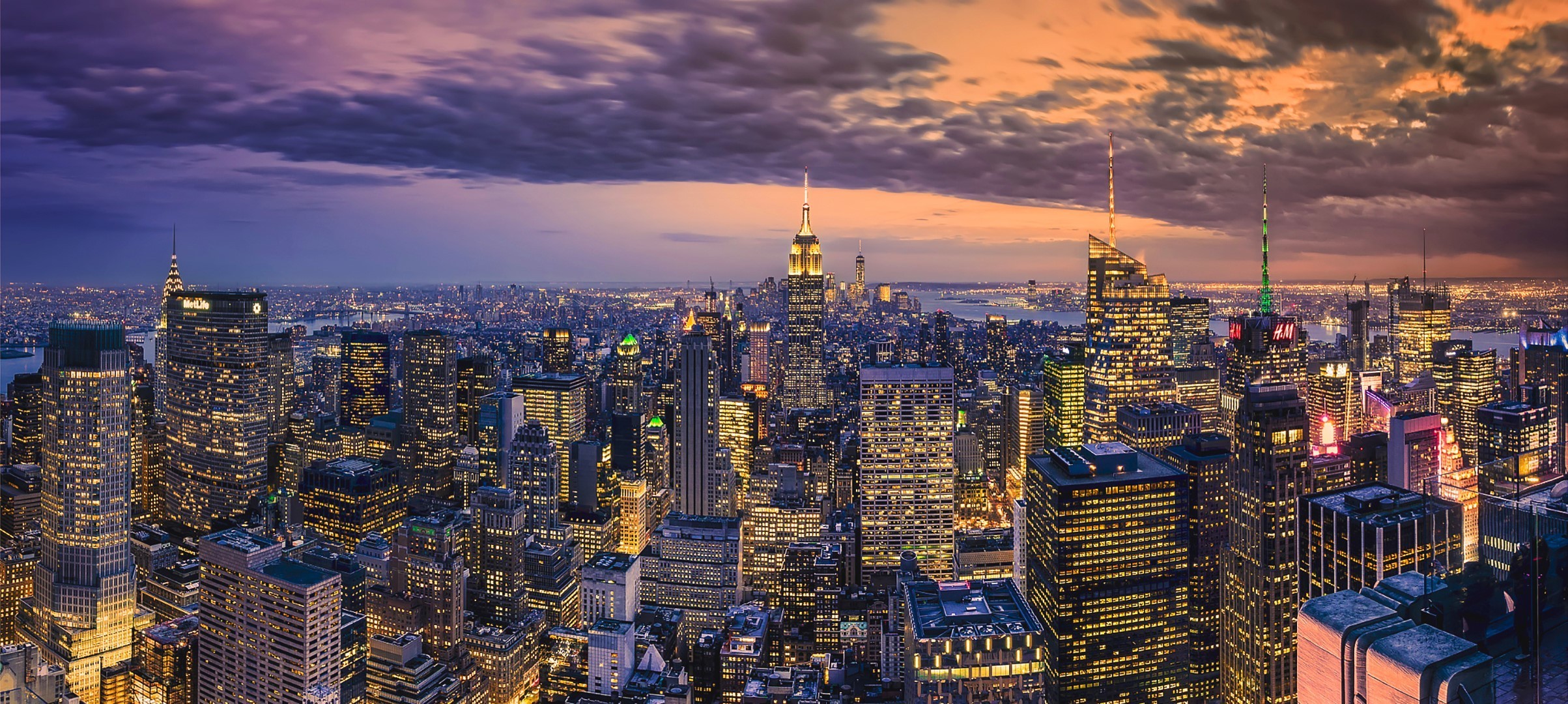 lights, Cityscape, Clouds, New York City Wallpaper
