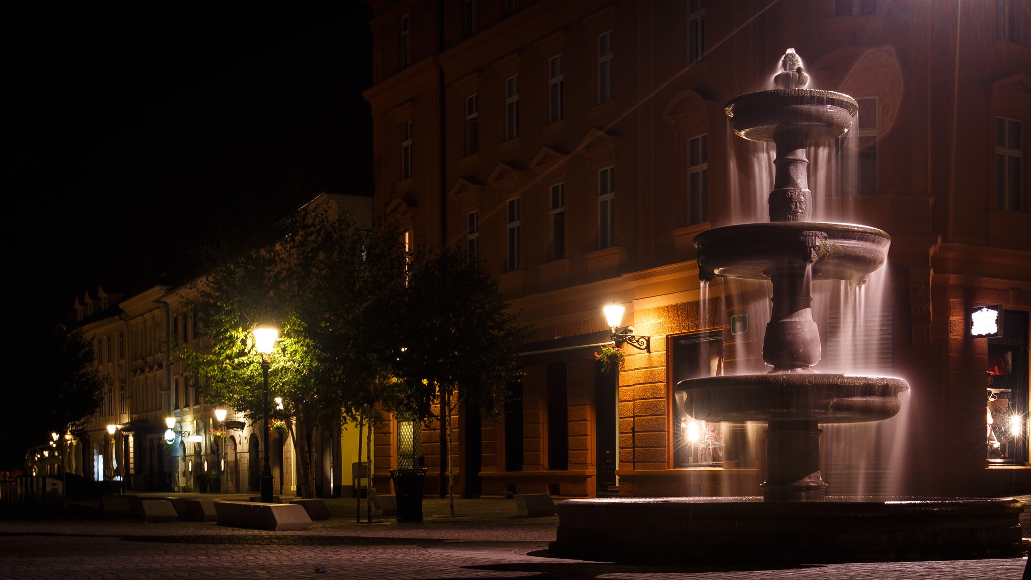 photography, Nature, Architecture, Street, Lights, Trees, Fountain Wallpaper