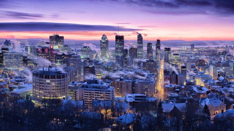 long exposure, Night, Photography, Architecture, Winter, Montreal, Cityscape, Sky HD Wallpaper Desktop Background