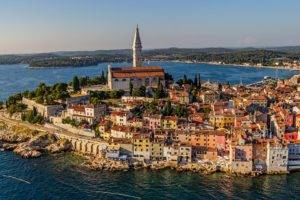 Rovinj, Croatia, City, Cityscape, Sea, Building, Architecture, Tower, Church