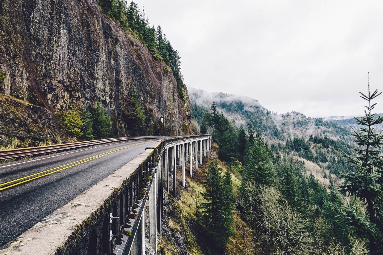 road, Forest, Mountains, Nature, Bridge Wallpaper