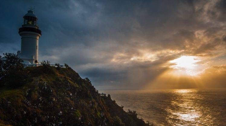 Faroe, Sunlight, Atlantic ocean, Lighthouse, Island HD Wallpaper Desktop Background