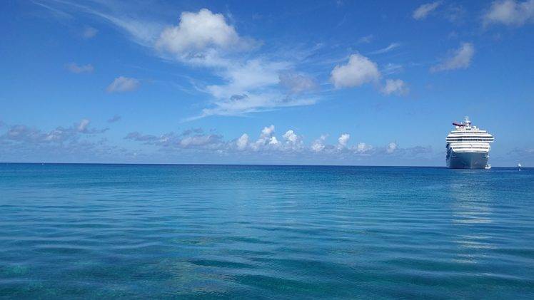 sea, Atlantic ocean, Cruise ship, Clouds, Blue HD Wallpaper Desktop Background