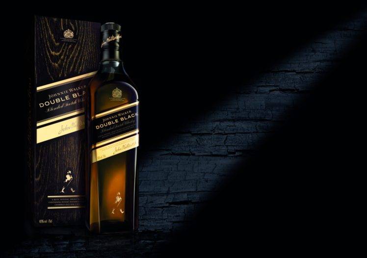 bottles, Alcohol, Whisky, Johnnie Walker, Boxes, Wall, Lights, Black background HD Wallpaper Desktop Background