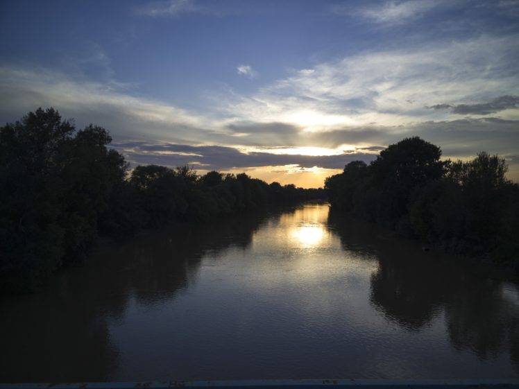 river, Clouds, Sunset, Water HD Wallpaper Desktop Background