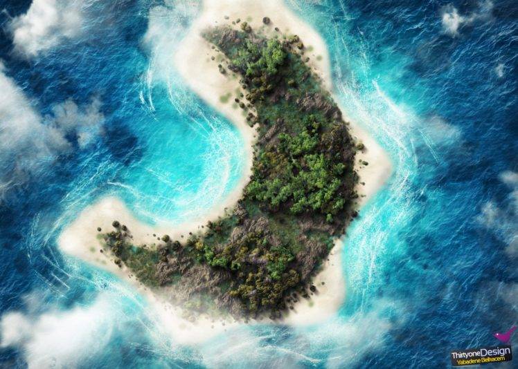 island, Aerial view, Sea HD Wallpaper Desktop Background