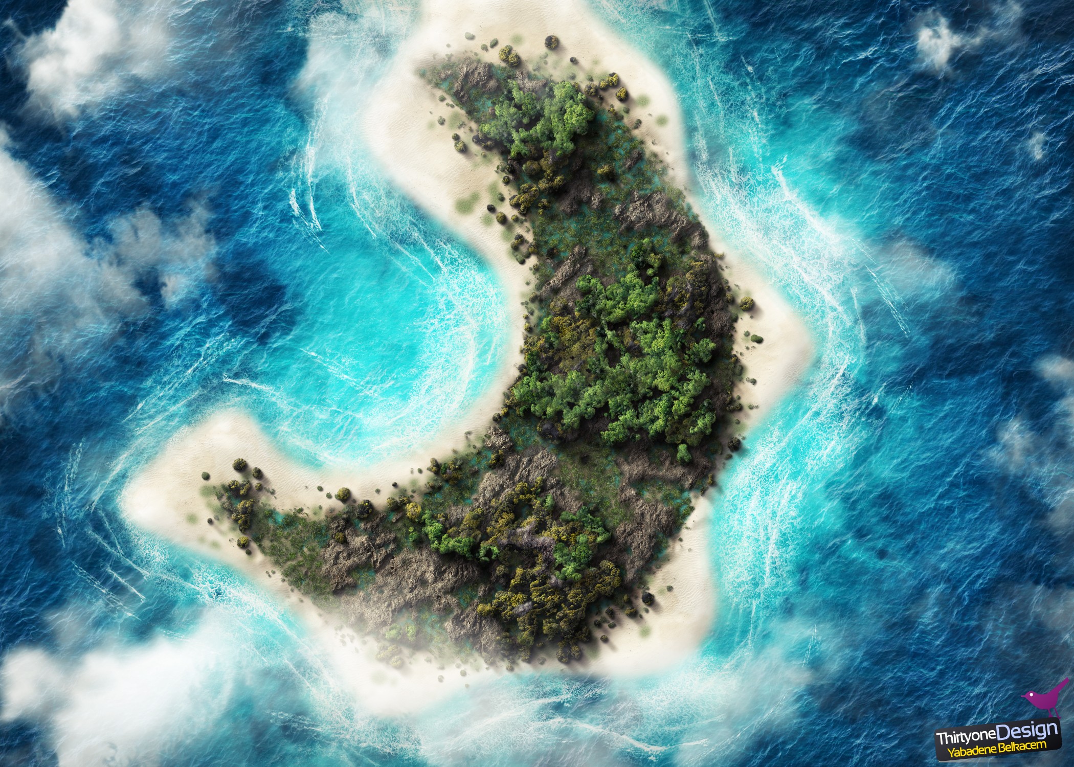 island, Aerial view, Sea Wallpaper