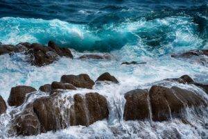 sea, Water, Rocks, Spray, Waves
