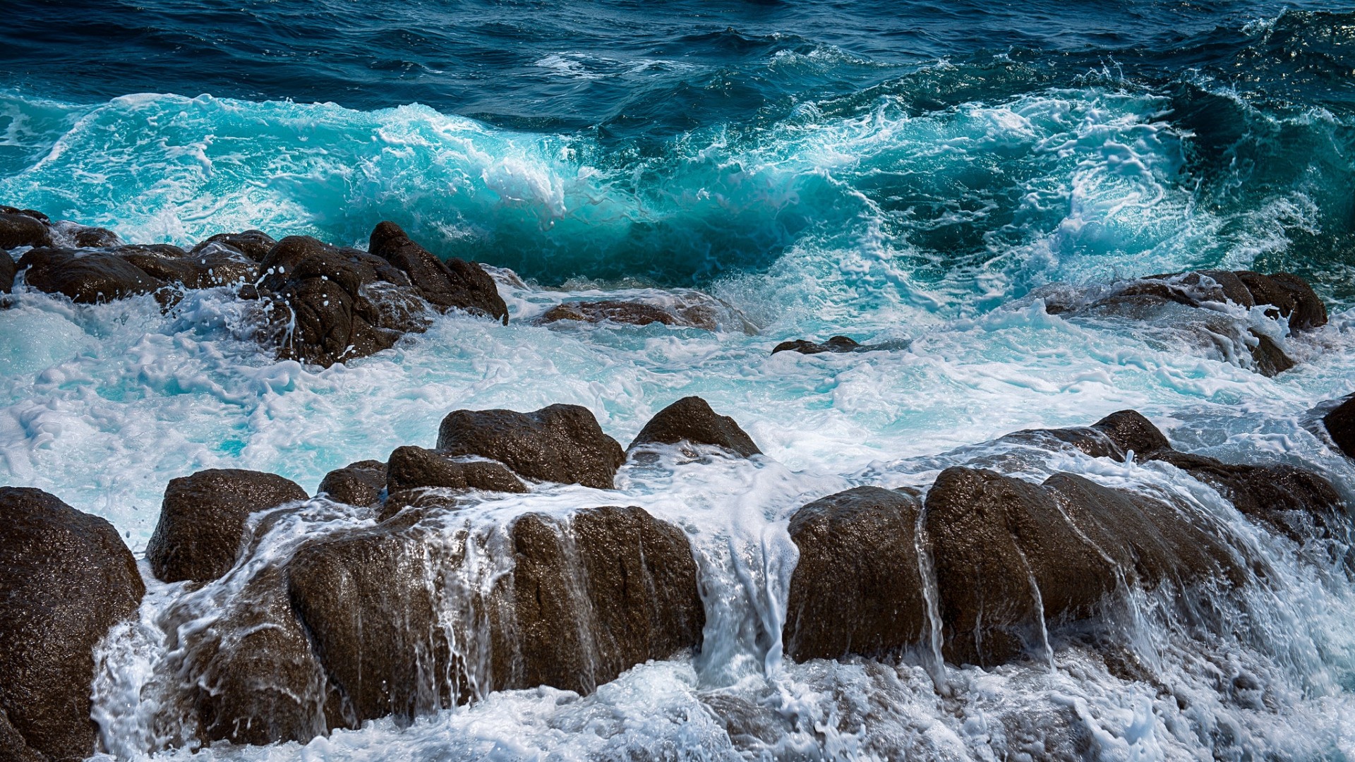 sea, Water, Rocks, Spray, Waves Wallpaper
