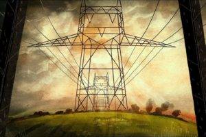 artwork, Electric, Sunset, Utility pole