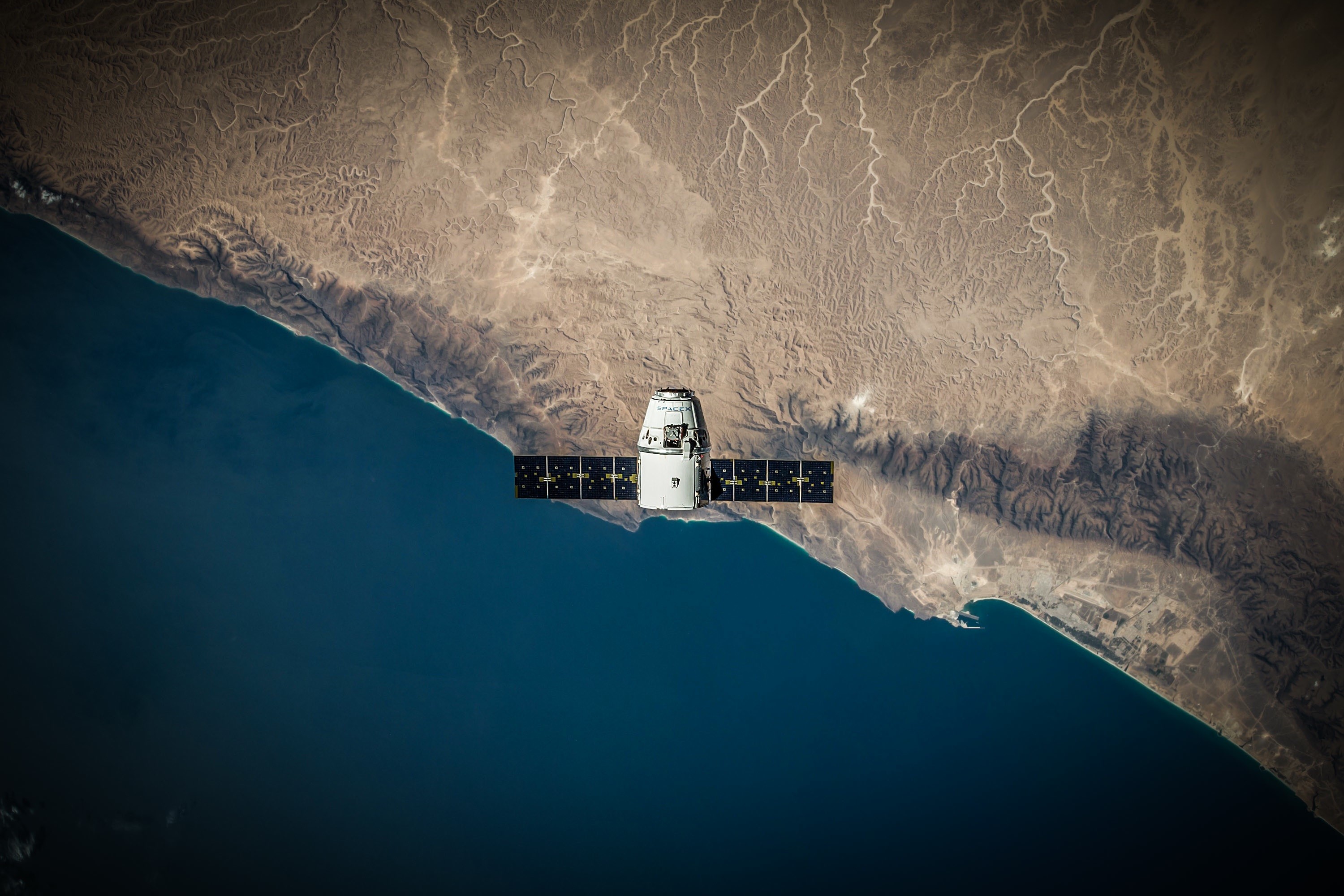 aerial view, Satellite, Sea Wallpaper