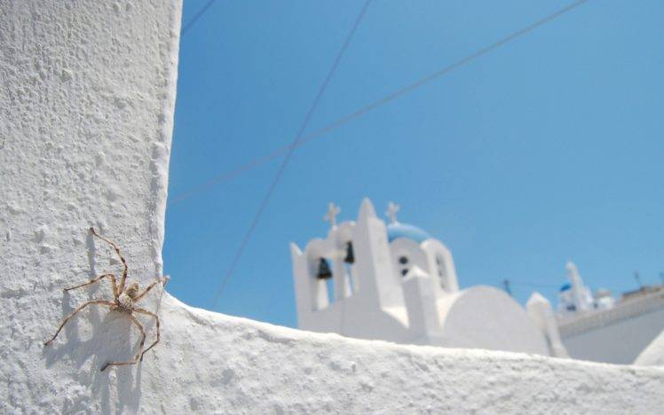sky, Church, Spider, Greece HD Wallpaper Desktop Background