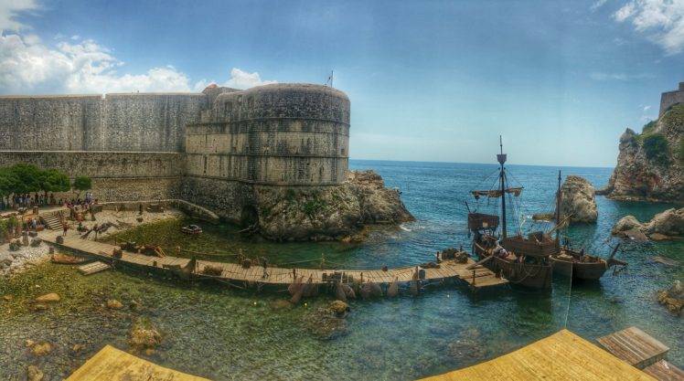 pirates, Dubrovnik, Croatia, Game of Thrones, Set, Movie sets, Film set, Television sets, Sea, Coast, Ship HD Wallpaper Desktop Background