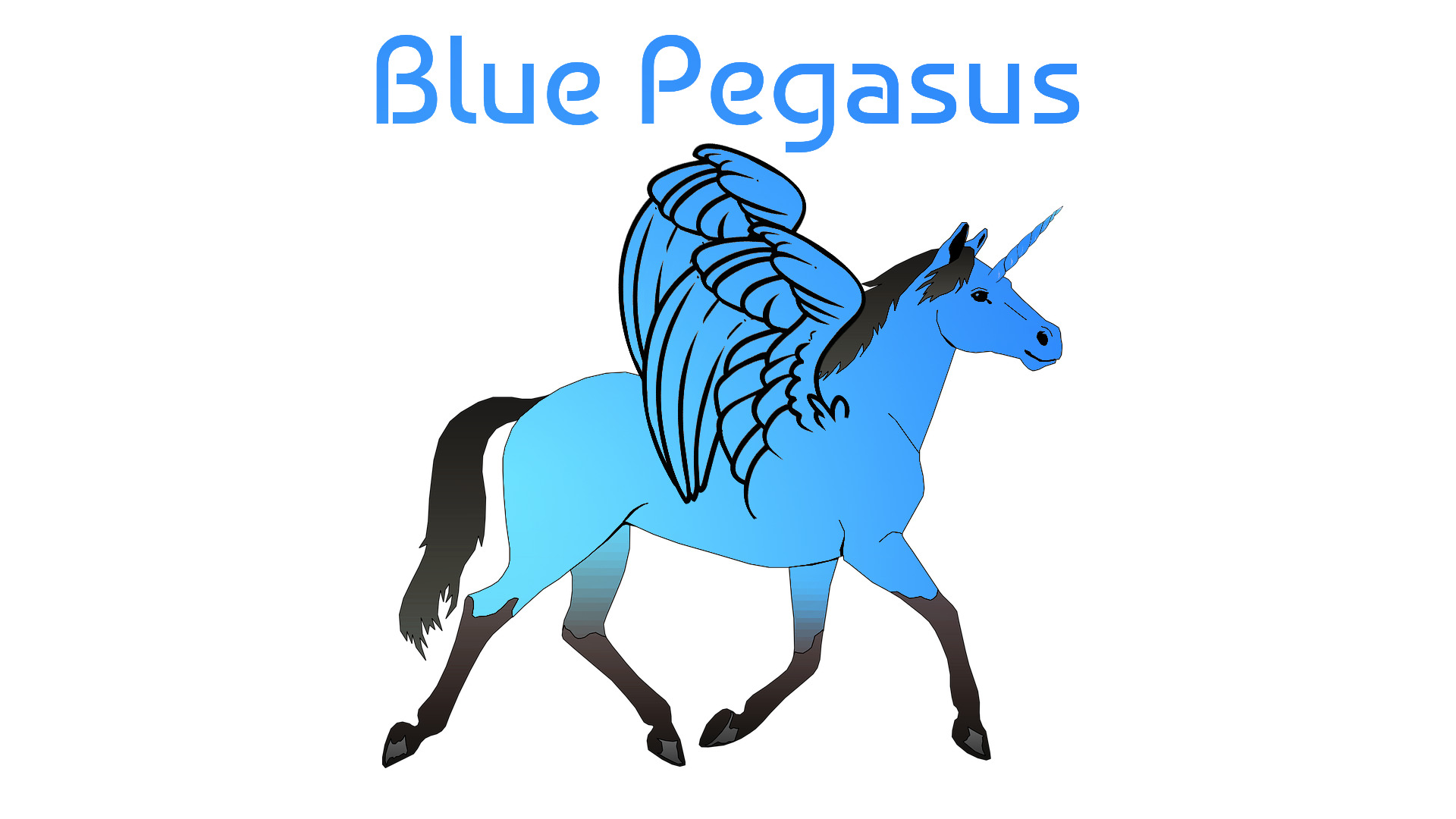 Fairy Tail, Horse, Pegasus, Blue, Unicorn, Wings, Typography, White background, Simple background Wallpaper