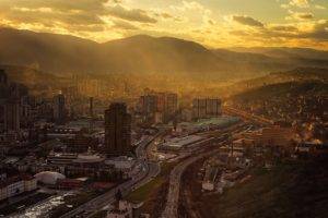 city, Sarajevo, Bosnia, Cityscape, Clouds, Sunlight, Landscape, Capital