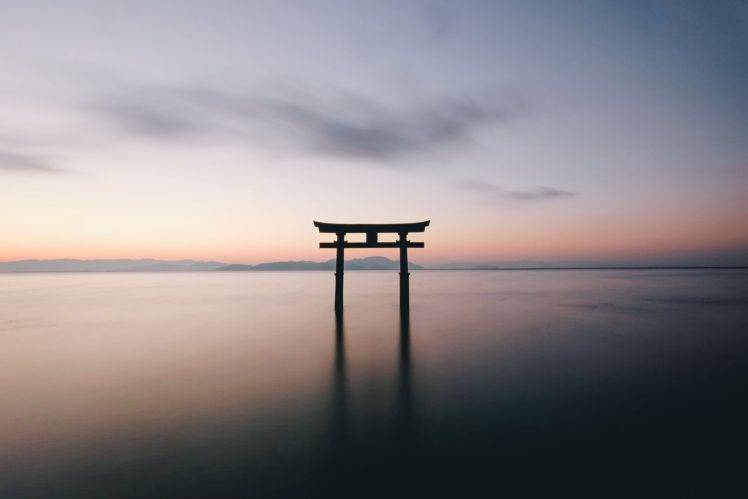 landscape, Monuments, Torii, Gates, Sea, Reflection HD Wallpaper Desktop Background