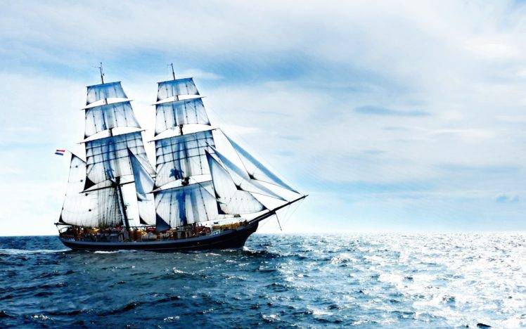 nature, Landscape, Sea, Sailing ship HD Wallpaper Desktop Background