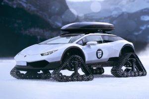 concept cars, Lamborghini, Snow, Lamborghini Huracan, Caterpillar, White cars, Vehicle, Lamborghini Huracán LP610 4