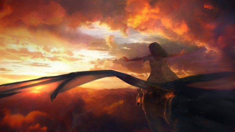 fantasy art, Dragon, Clouds HD Wallpaper Desktop Background