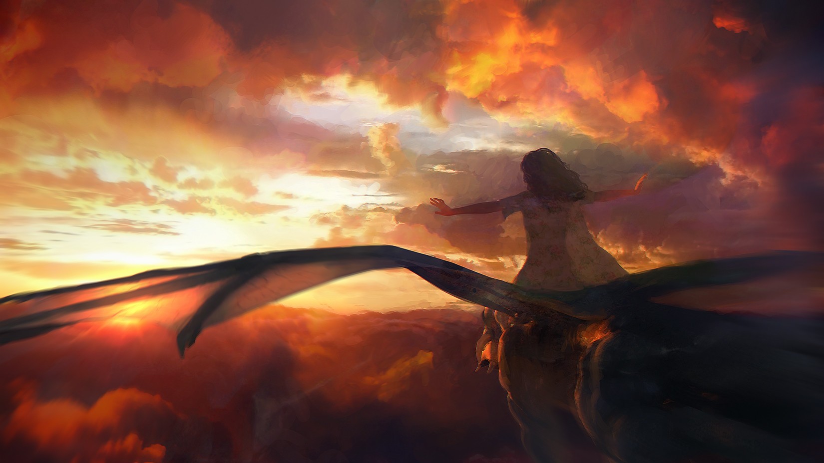 fantasy art, Dragon, Clouds Wallpaper