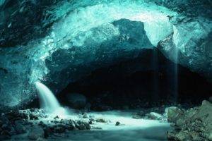 nature, Landscape, Waterfall, Water, Rock, Cave, Long exposure, Stones, Alaska, USA
