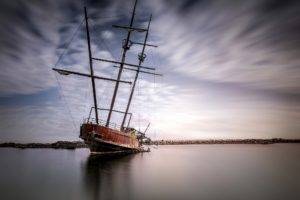 photography, Nature, Landscape, Ship, Clouds, Sea, Bismarck (ship), Rocks