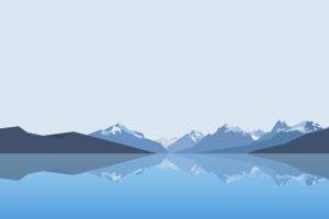 minimalism, Landscape, Mountains, Lake, Clear sky, Reflection, Low poly