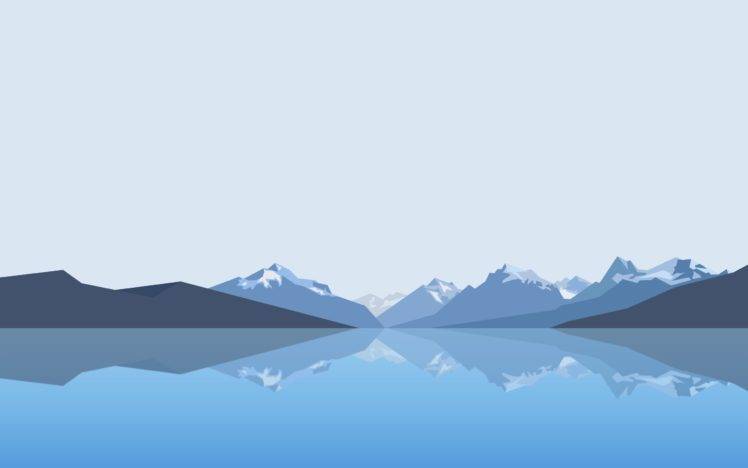 minimalism, Landscape, Mountains, Lake, Clear sky, Reflection, Low poly HD Wallpaper Desktop Background