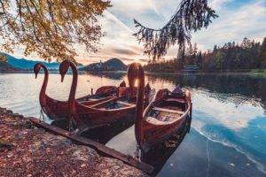 nature, Water, Lake, Reflection, Boat, Trees